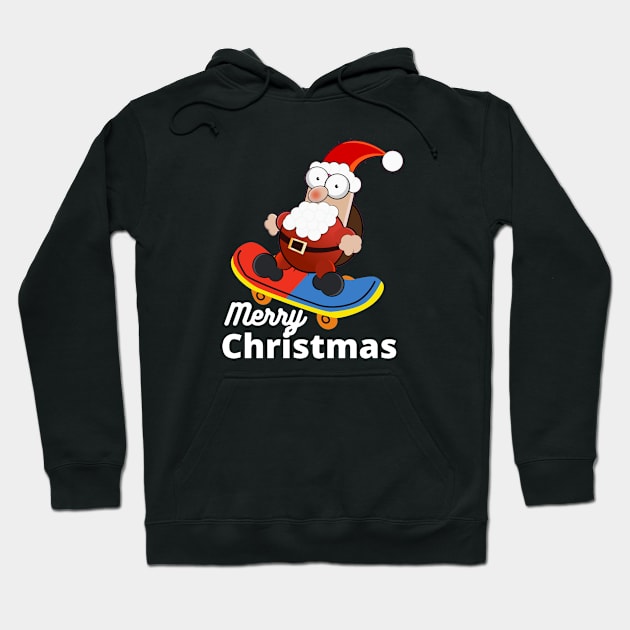 Christmas Skateboarding Santa Hoodie by Jo3Designs